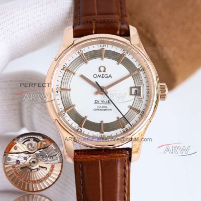 OM Factory Clone Omega De Ville Hour Vision Rose Gold Silver Watch